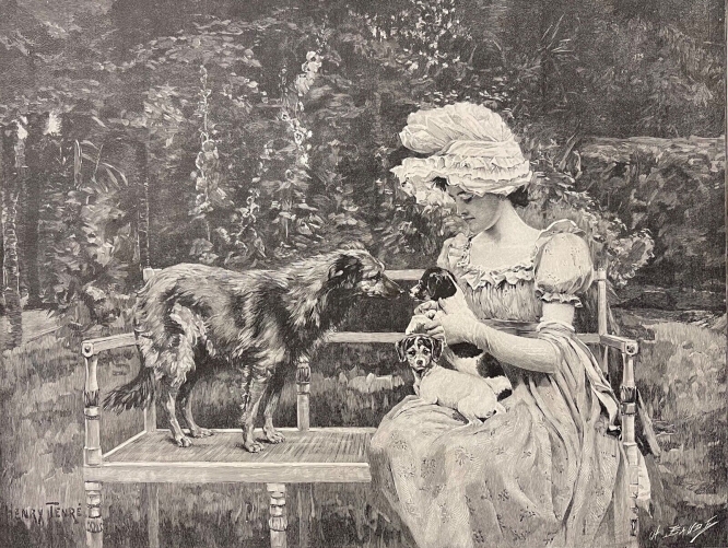 chien_la_presentation_dapres_tenier_gaveur_baude_vers_1890_chiens_france