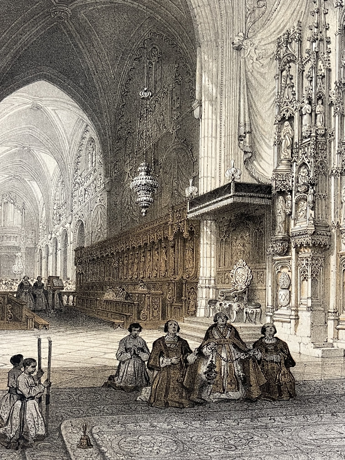 st_jean_de_maurienne_cathedral_antique_lithograph_1864_benoist_france_savoie