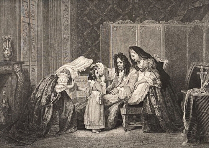 louis_xiv_benissant_son_arriere-petit-fils_louis_xv_bourbon_roi_de_france_circa_1840