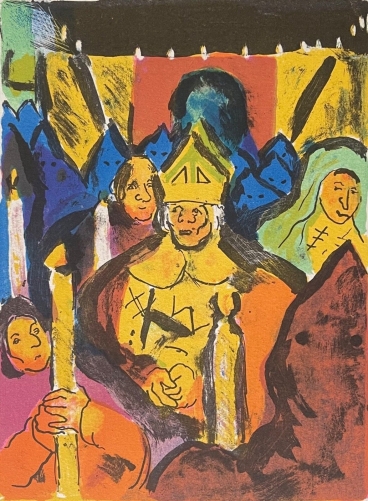 pierre_ambrogiani_1907-1985_lithographie_eveque_mitre_1948_marseille