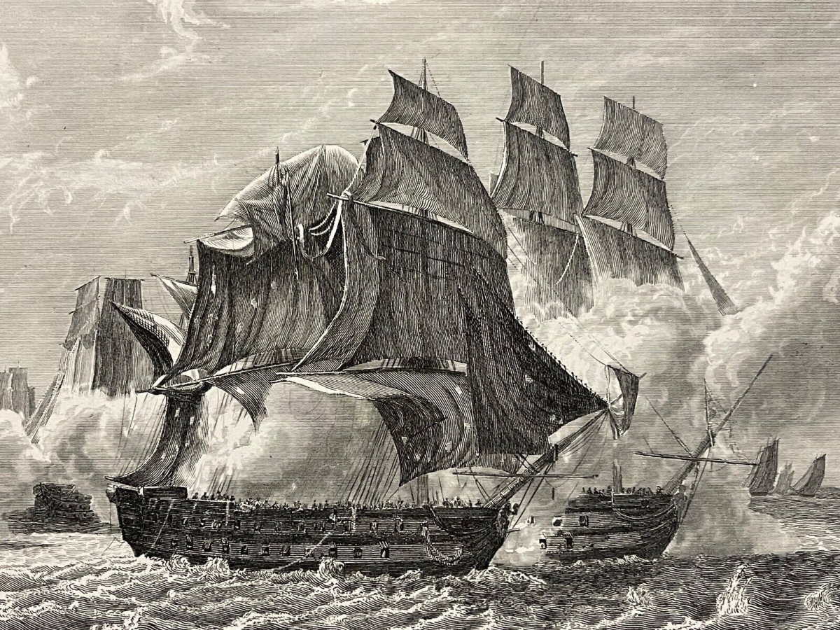 toulon_romulus_contre_3_vaisseaux_angleterre_1814_napoleon_bonaparte_1837_marine