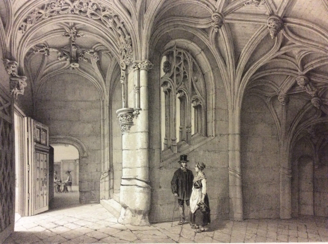 michel-charles_fichot_lithographie_nantouillet_vestibule_escalier_chateau_xixe