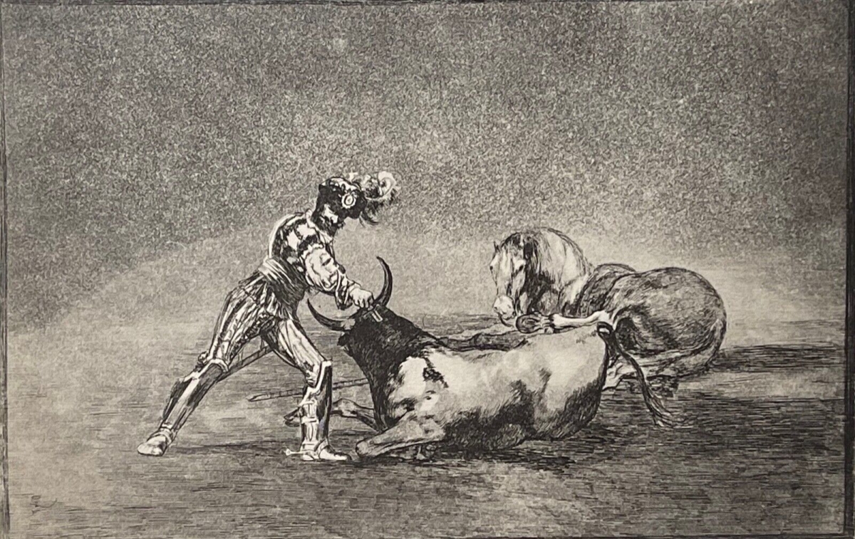 francisco_goya_1746-1828_espagne_tauromachie_taureau_cheval_fac-simile_c_1982