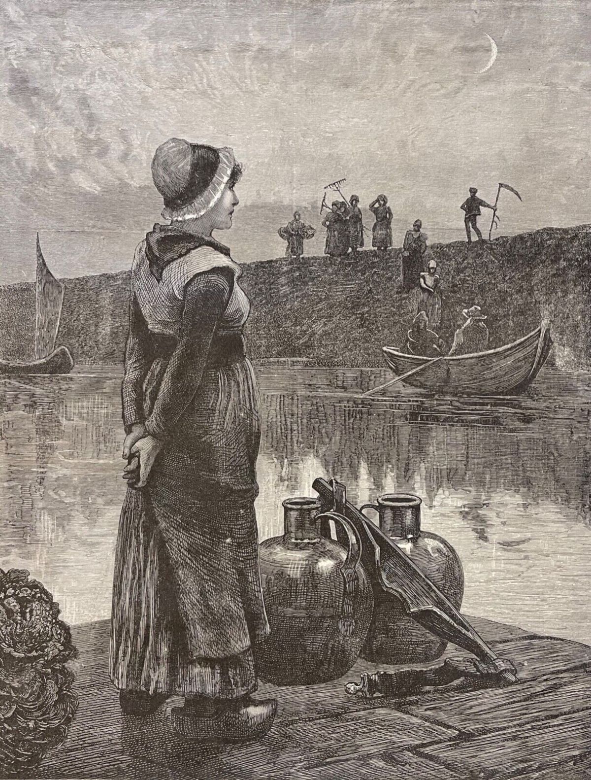 attendant_le_bac_george_clausen_1852-1944_gravure_xylographie_vers_1875