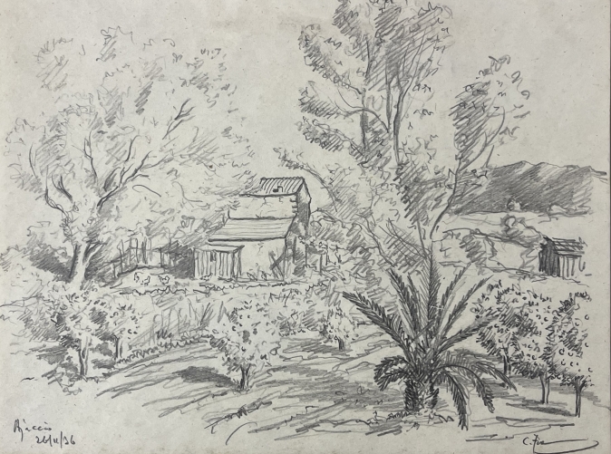 ajaccio_corse_crayon_graphite_sur_papier_de_1936_signe