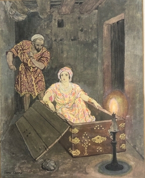 femme_dans_un_coffre_les_mille_et_une_nuits_leon_carre_1926_orientalisme_arabe