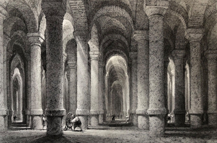 turquie_constantinople_istanbul_citerne_de_binbirdirek_mille_colonnes_c_1840