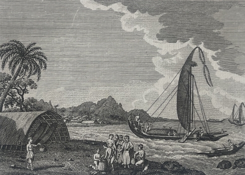 raiatea,_french_polynesia_???_1817_coastal_view_after_parkinson???s_1769_drawing