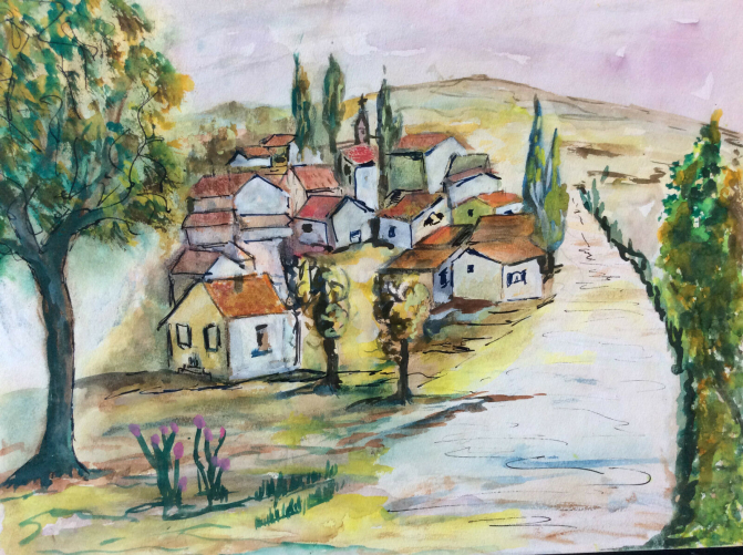 provence_village_provencal_aquarelle_anonyme_france