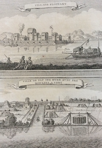 chine_asie_village_flottant_et_pau_ing_hyen_moulins_gravure_1750_asia_china