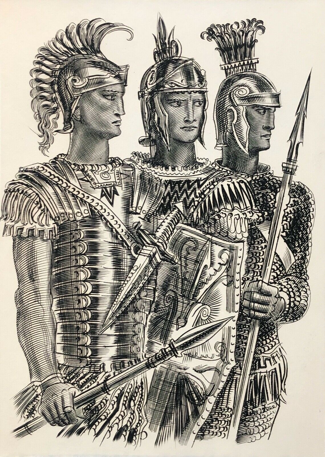 soldats_romain_par_albert_decaris_rome_italie_italia_gravure_de_1955