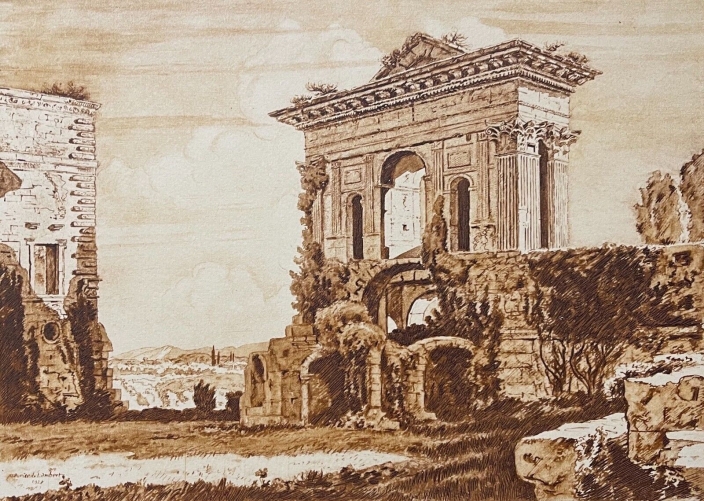 chateau_de_la_tour_daigues_vaucluse_gravure_vers_1942_provence_france