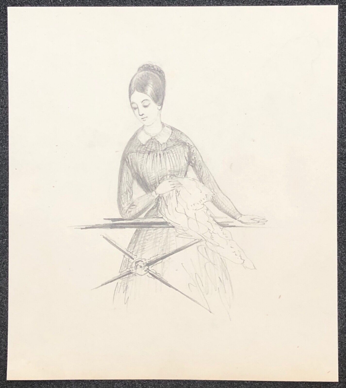 la_blanchisseuse_dessin_anonyme_vers_1840_pressing_repassage_fer_a_repasser