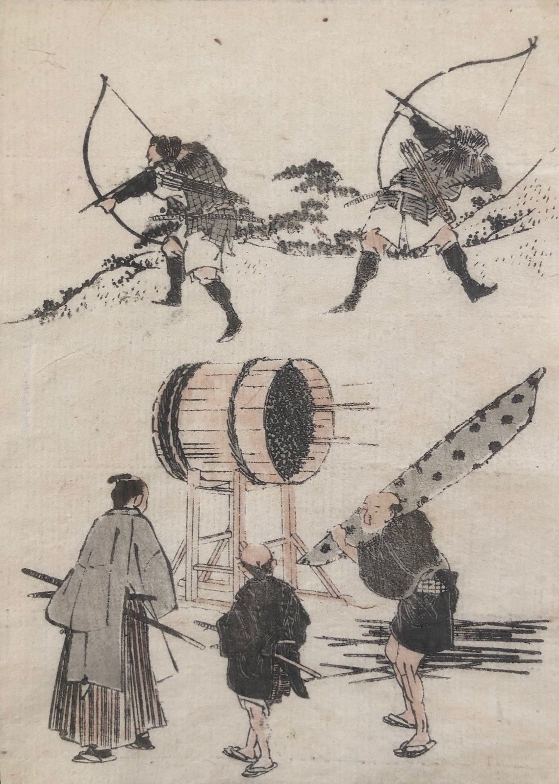 hokusai_1760-1849_samourai_archers_japan_estampe_originale_1817_archer