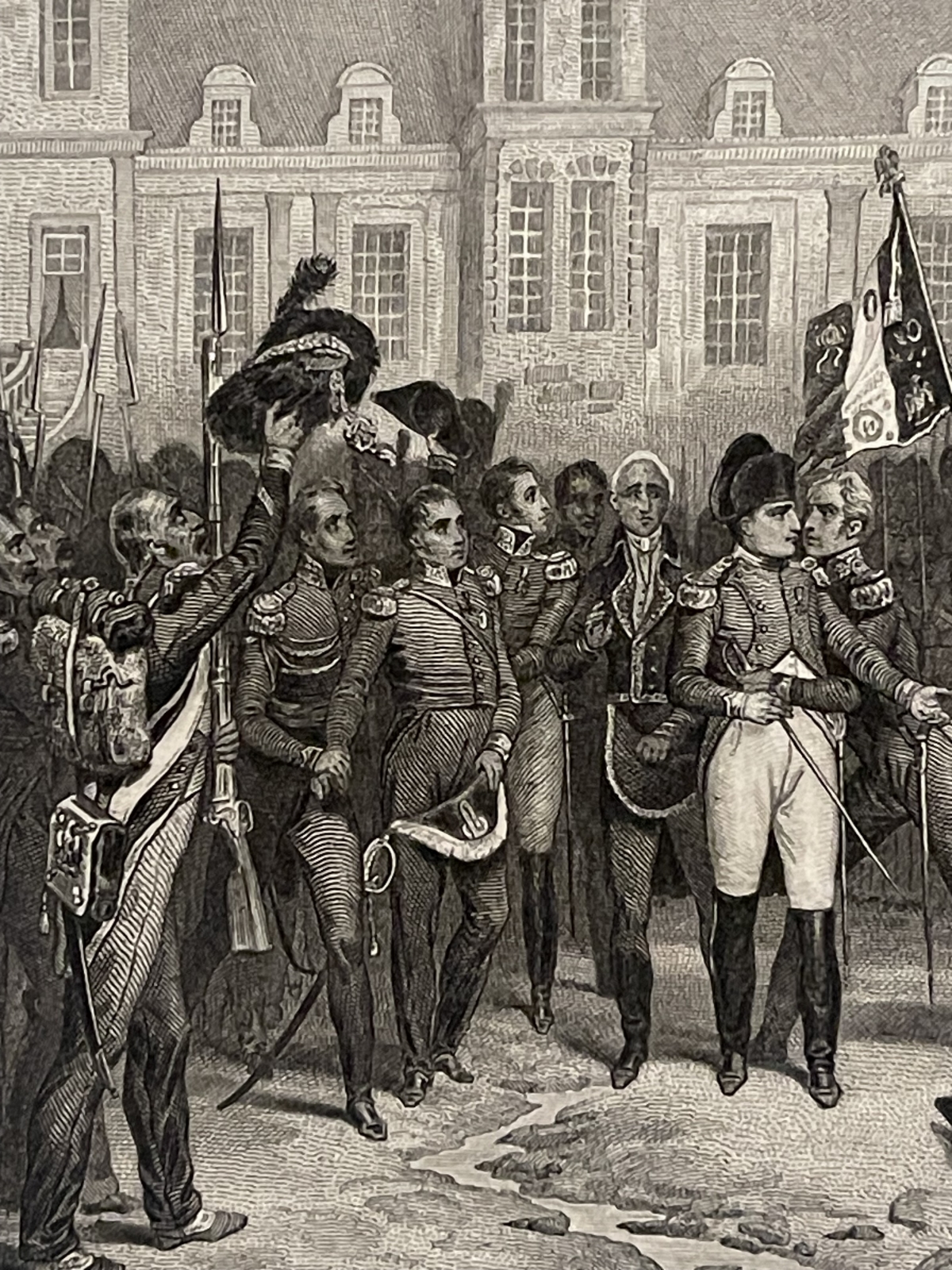 napoleon_bonaparte_adieux_a_fontainebleau_france_gravure_1836_empire_francais