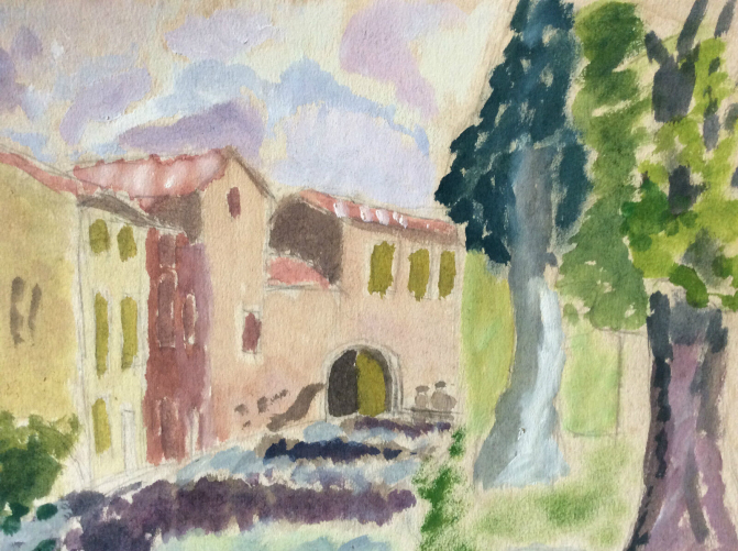 provence__aquarelle,_village_provencal__anonyme