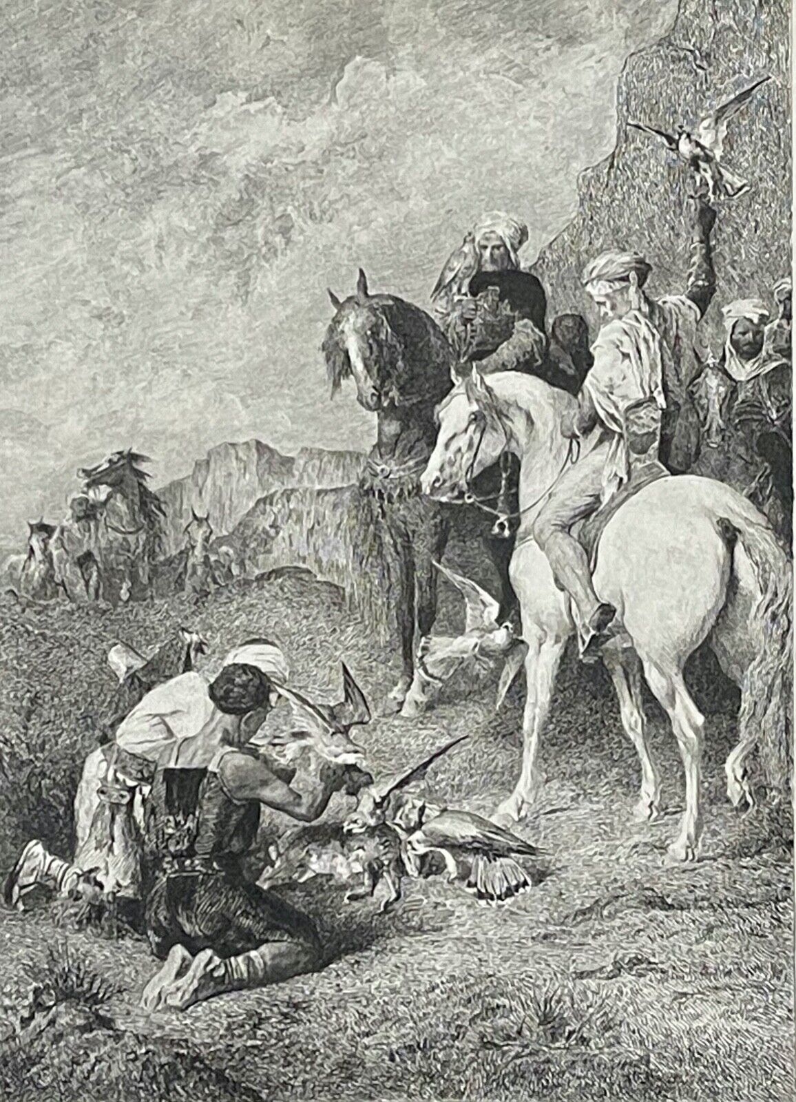 fauconnier_la_curee_eugene_fromentin_1820-1876_laguillermie_1881_faucon_arabe