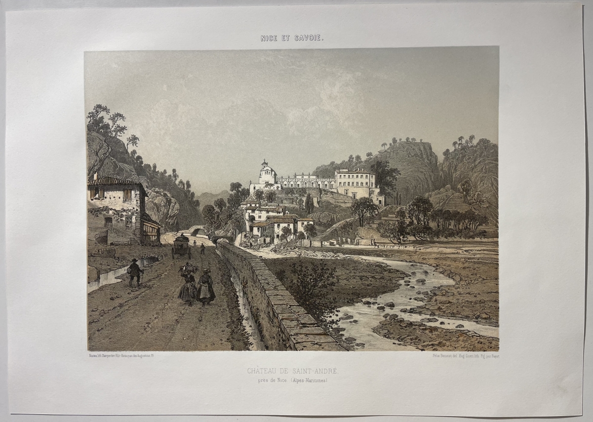 nice_france_chateau_st_andre_antique_engraving_benoist_1864_alpes-maritimes