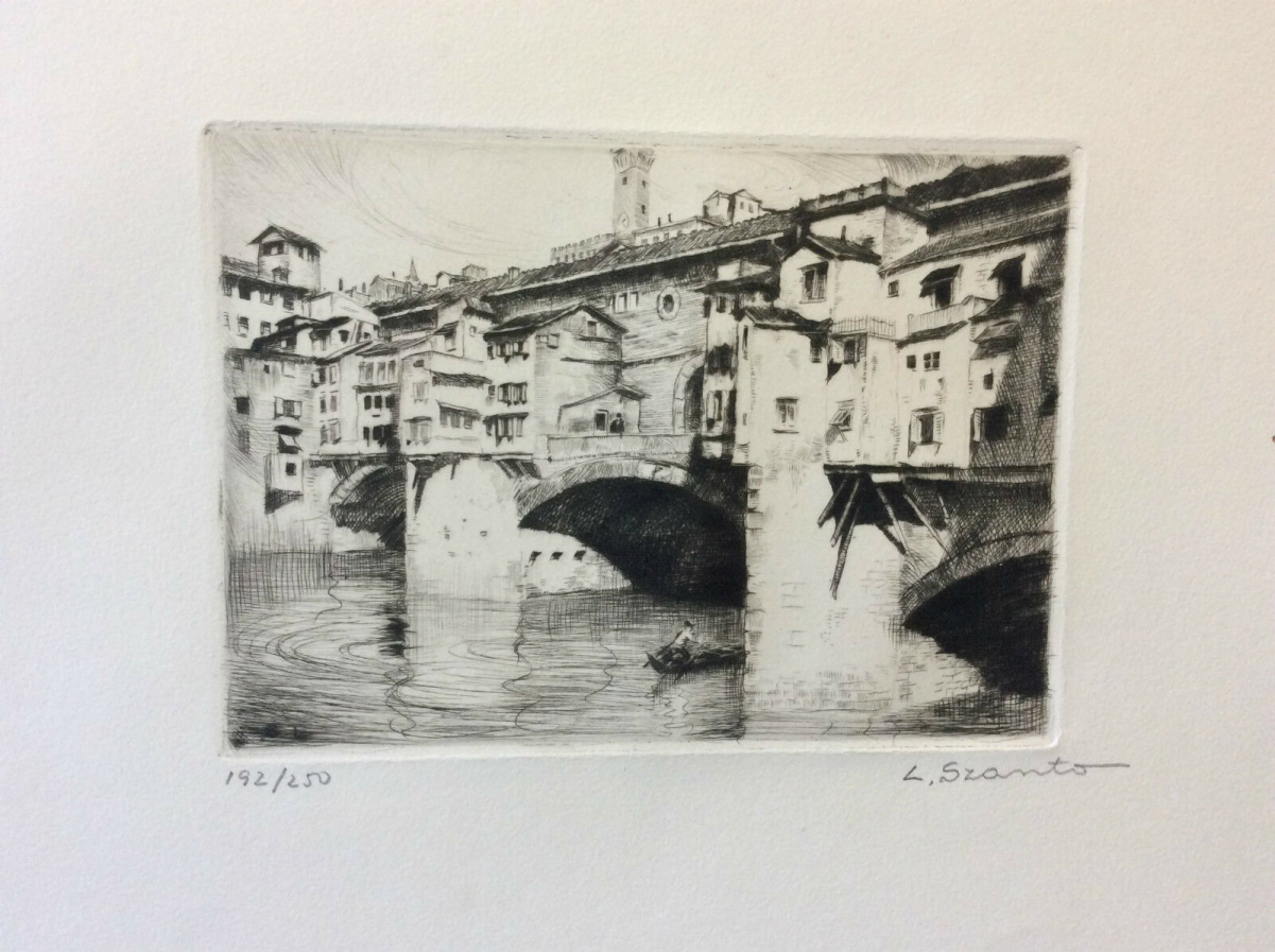 estampe_pointe_seche_lajos_szanto_1889-1965_pont_vecchio_florence_italie
