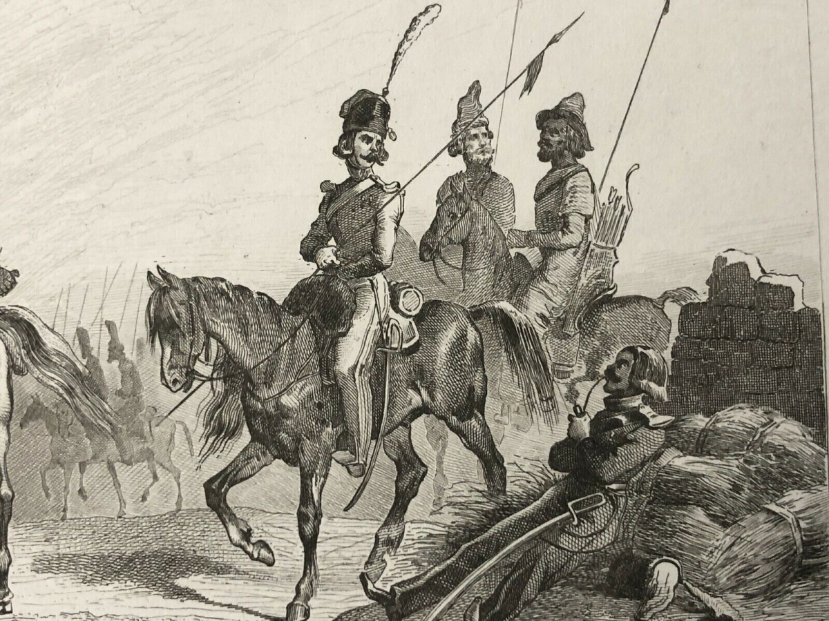 russie_cosaques_gravure1838_pantalon_toque_cosaque_uniforme_cavalerie_chevaux