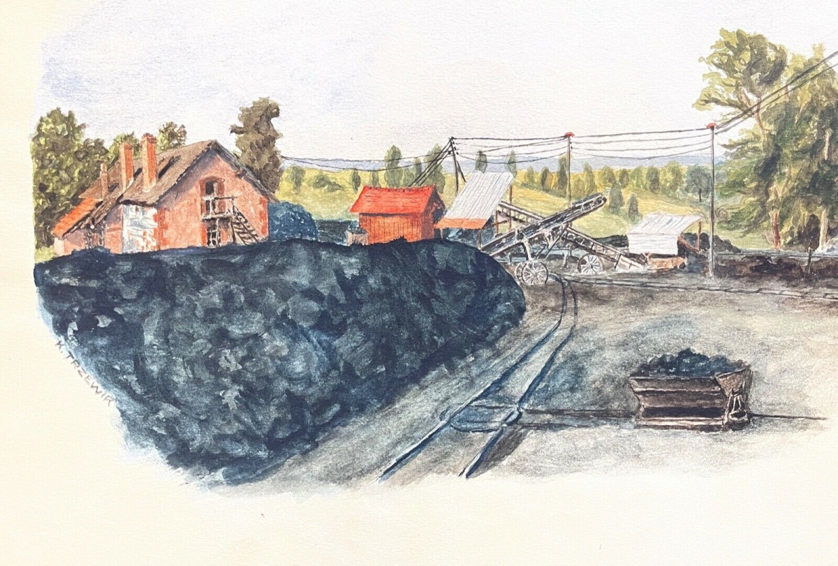 pologne_mine_de_charbon_vers_1935_aquarelle_signee_k_trzewik