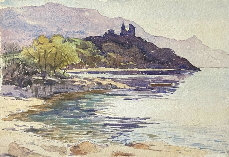 chateau_de_chatillon_savoie_lac_du_bourget_aquarelle_de_1929_anonyme_france