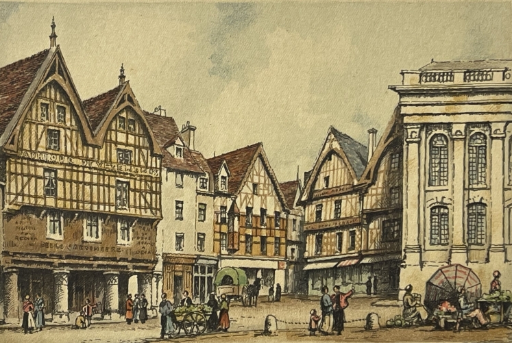 beauvais_three_pillars_house_city_antique_engraving_c_1900_oise_france
