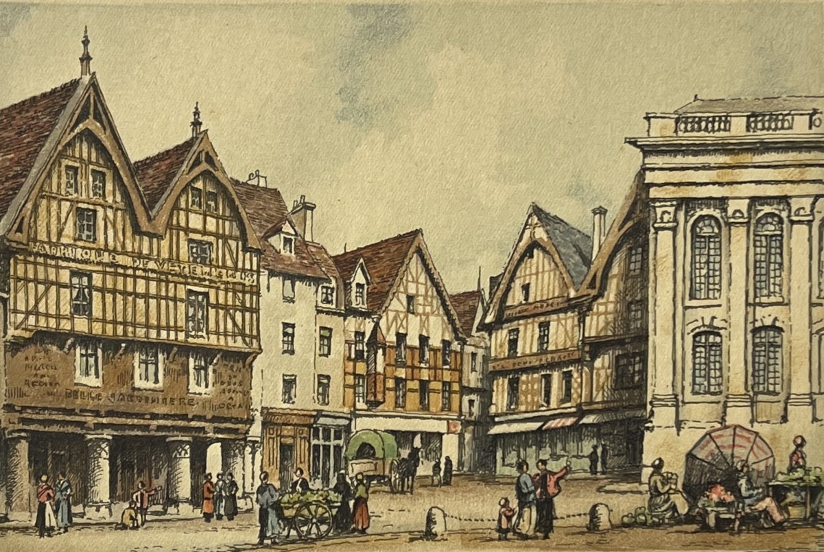 beauvais_three_pillars_house_city_antique_engraving_c_1900_oise_france