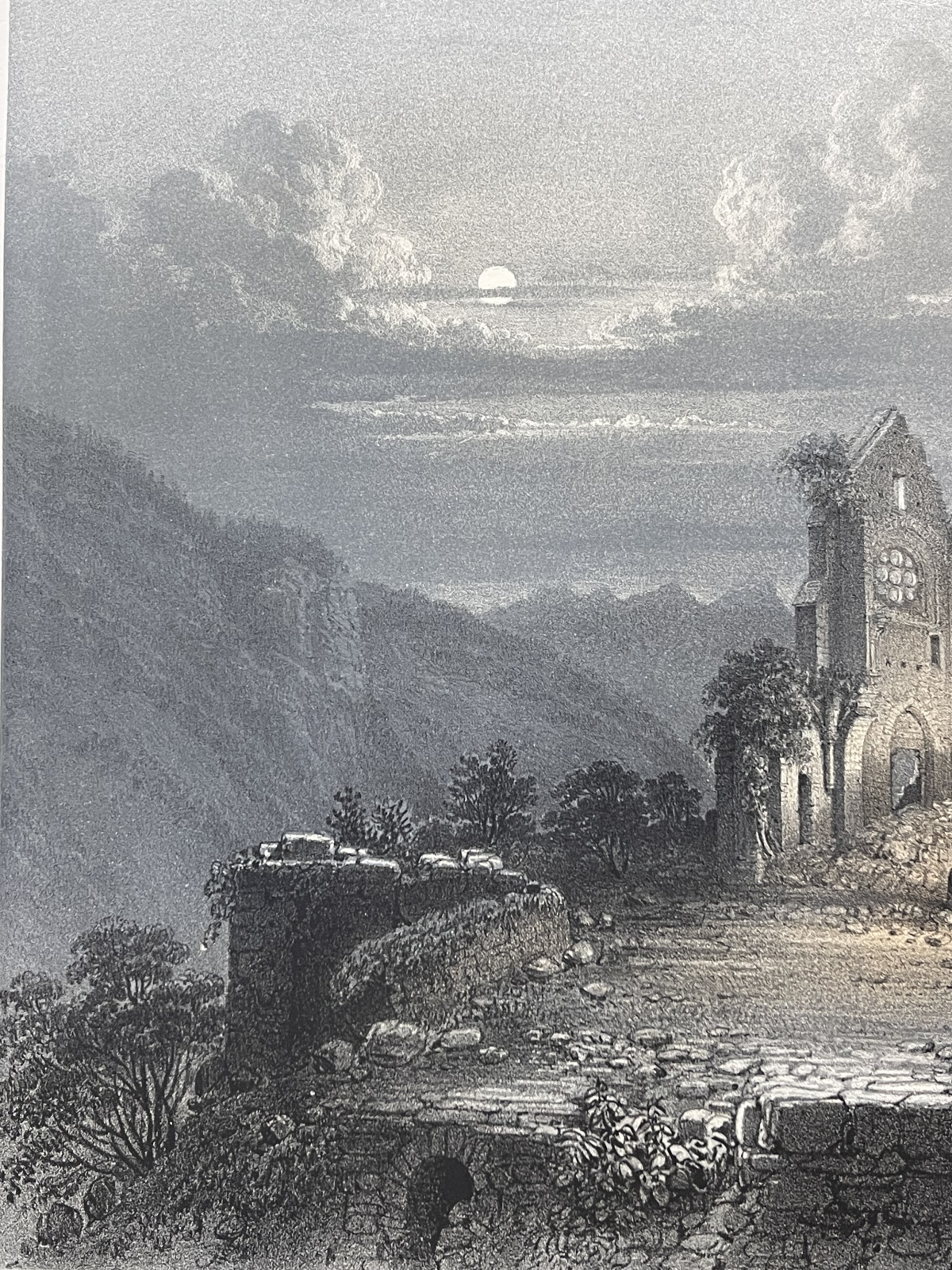 antique_1864_aulps_abbey_ruins_lithograph_haute_savoie_france_alpine