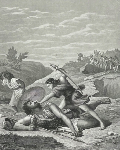 david_abat_le_heros_des_philistins_goliath_gravure_vers_1880_israel