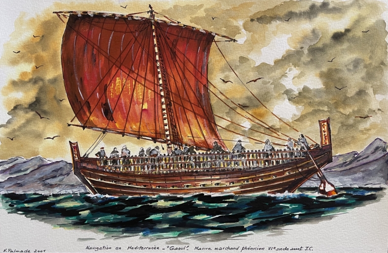 gaulos_ou_gaoul_cargo_phenicien_carthage_tyr_chypre_marine_aquarelle_2001_bateau