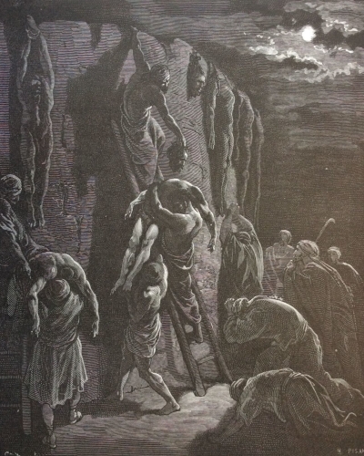 israel_habitants_de_jabes_gallad_et_corps_de_saül_et_ses_fils_gustave_dore_1874