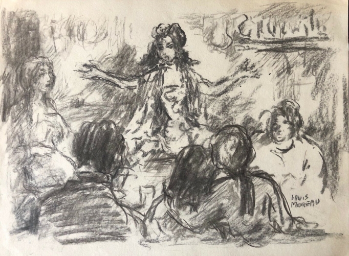flamenco_cadaques_catalogne_espagne_louis_moreau_fusain_fixe_vers_1984_danse