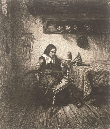 nicolaes_maes_1634-1693_vieille_femme_filature_graveur_unger_vers_1870