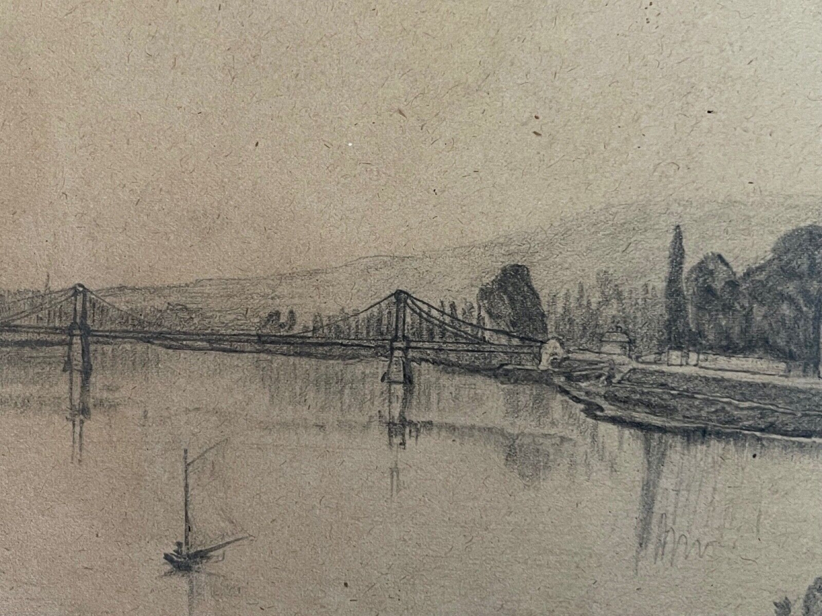 confland_le_pont_suspendu_dessin_graphite_de_1869_monogramme_lr_france