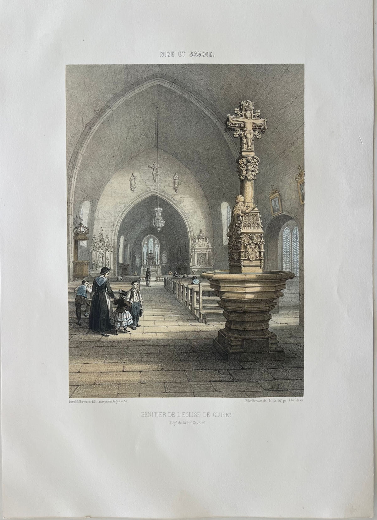 antique_cluses_church_holy_water_font_lithograph_france_1864_haute-savoie