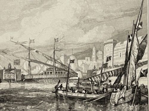 grece_crete_les_galeres_de_france_devant_candie_1669_gravure_de_1845