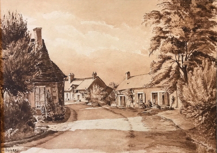 village_region_de_loire_ou_marne_fin_xixe_lavis_dencre_signe_ll_robineau