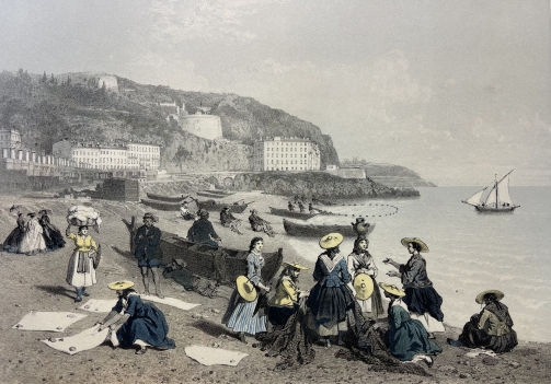 nice_savoie_femmes_et_pecheurs_plage_des_ponchettes_lithographie_1864