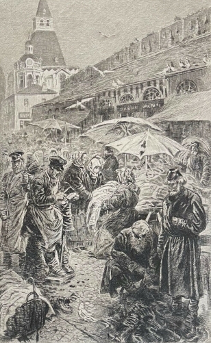 russie_1892_le_marche_pointe_seche_dapres_henri_lanos_graveur_charles_coutrry