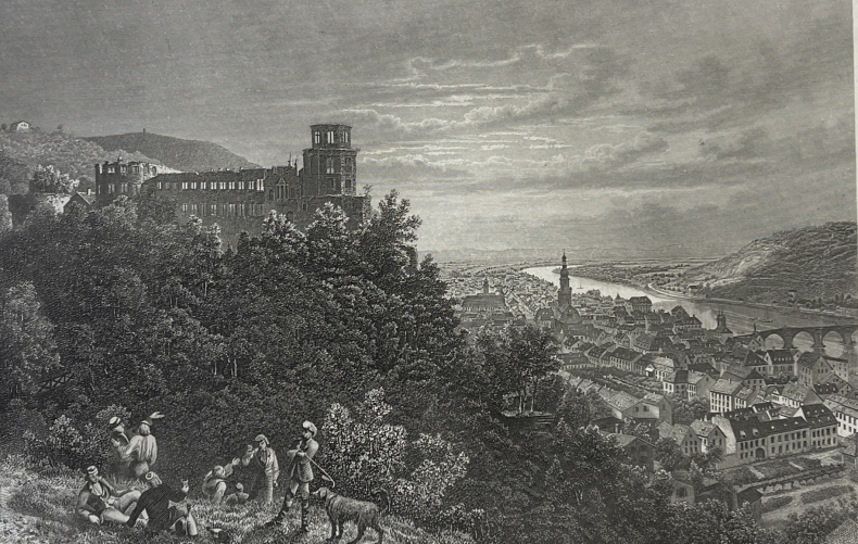 heidelberg_castle_overlooking_antique_steel_engraving_allemagne_c_1880_germany