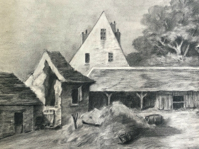 mortefontaine_ferme_superbe_fusain_signe