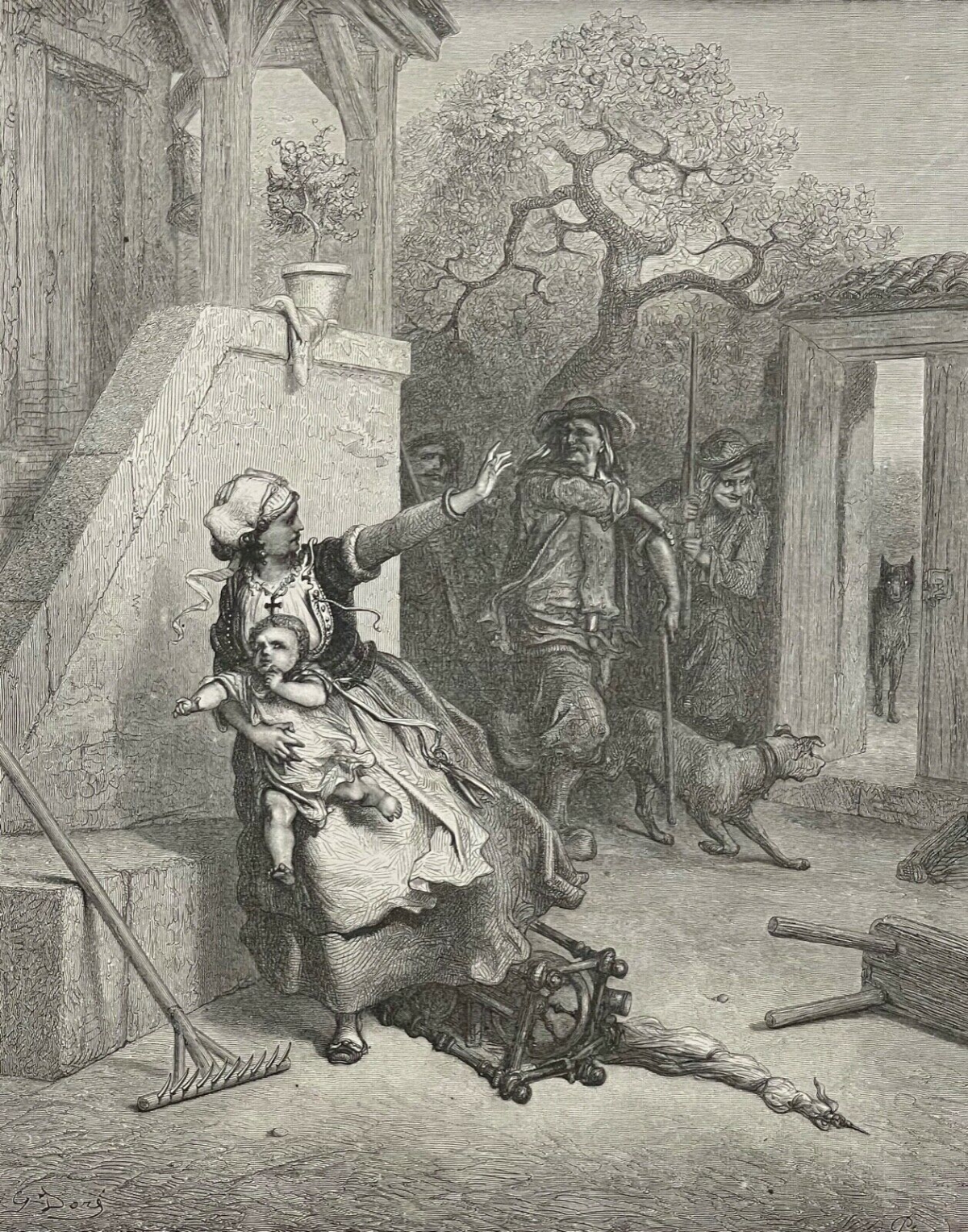 le_loup_la_mere_et_l_enfant_gustave_dore_xylographie_fable_de_la_fontaine_1868