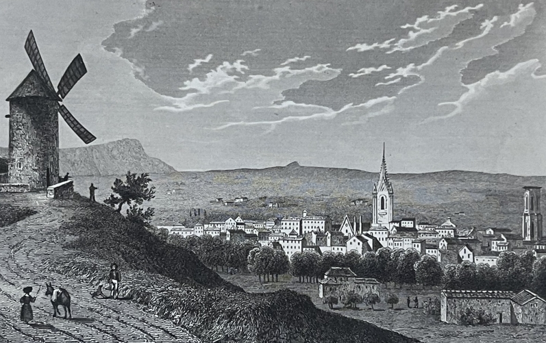 aix-en-provence_vue_prise_de_la_butte_des_trois_moulins_en_1834_provence_moulin