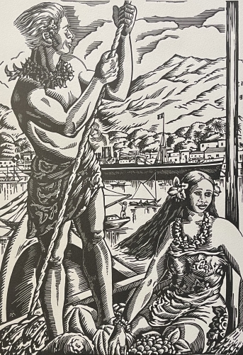 polynesie_tahiti_port_de_papeete_en_1925_par_patrick_de_manceau_1952
