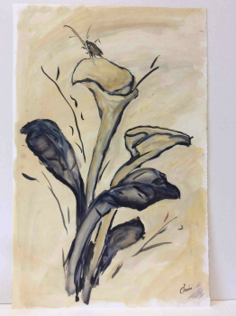 grande_gouache_sur_papier_insecte_sur_fleur_superbe_!