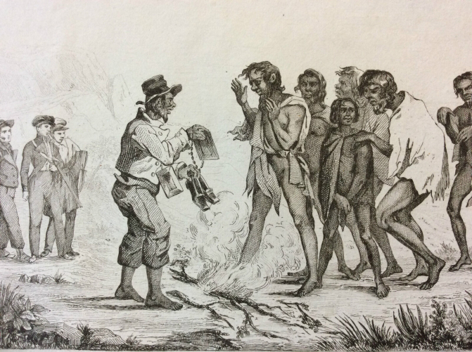australie_nouvelle-hollande_port_roi_georges_aborigene_cadeaux_astrolabe_gravure