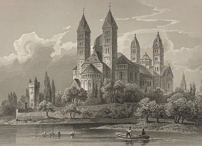 allemagne_cathedrale_de_spire_speyer_vue_romantique_lithographie_vers_1850