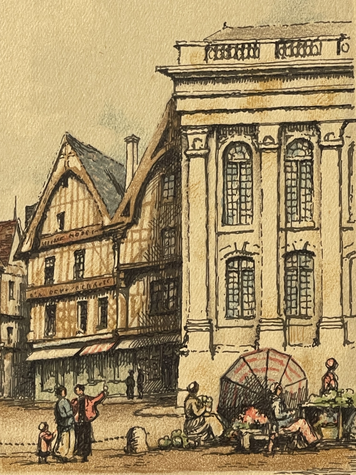 beauvais_three_pillars_house_city_antique_engraving_c_1900_oise_france