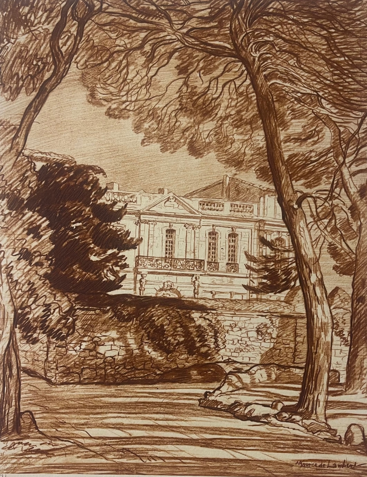 montpellier_pavillon_populaire_d_assas_gravure_c_1942_provence_france_engraving